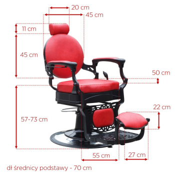 GABBIANO FOTEL BARBERSKI PRESIDENT CZERWONY